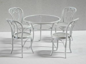 画像1: カフェ　テーブル&チェア4脚セット　ホワイト