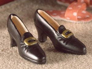 画像1: 婦人靴　バックル付き　黒