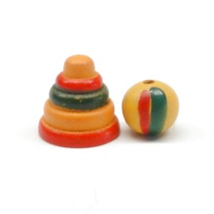 画像1: 木のおもちゃ　ボール,輪投げセット