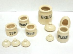 画像2: キッチン　キャニスター　6個セット　陶器