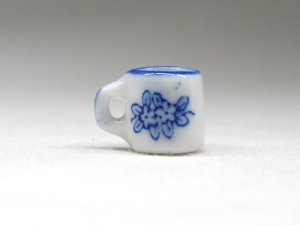 画像1: マグカップ　花柄　ブルー