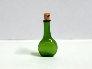 画像1: グリーン　ボトル　（ガラス製）　コルク栓付き