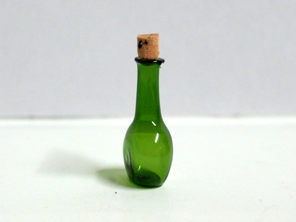 グリーン ボトル （ガラス製） コルク栓付き ガラス・プラスチック製品 キッチン・ダイニング小物,1/12サイズのドールハウス用ミニチュア,
