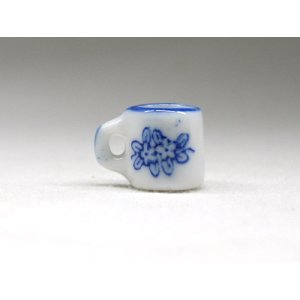 画像: マグカップ　花柄　ブルー