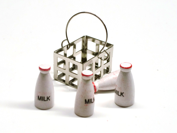 画像4: ミルク（牛乳）・ボトル4本＆メタル・バスケット
