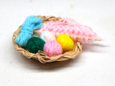 画像1: 編み物セット＆かご