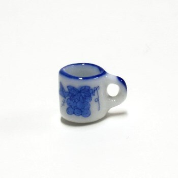 画像1: マグカップ　花柄　ブルー