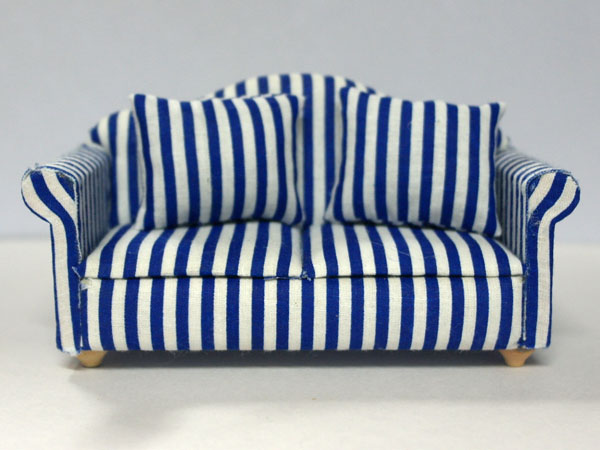 ソファ ブルー・ストライプ ソファー・チェア類 家具,1/12サイズの