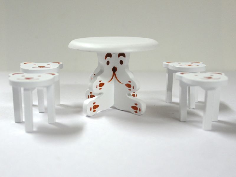 画像4: ベア　テーブル＆チェア4脚セット　ホワイト