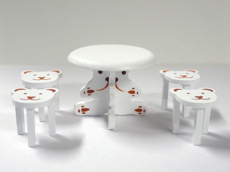 画像5: ベア　テーブル＆チェア4脚セット　ホワイト